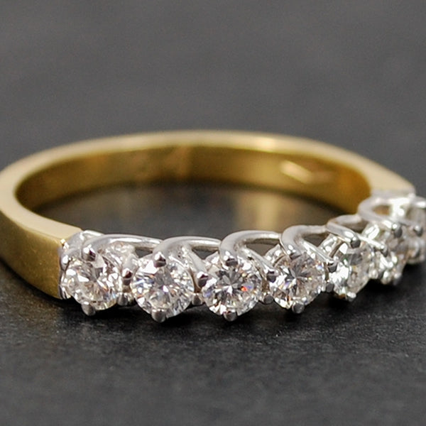 18ct Yellow Gold Brilliant Cut 7 Stone Half Eternity Diamond Ring