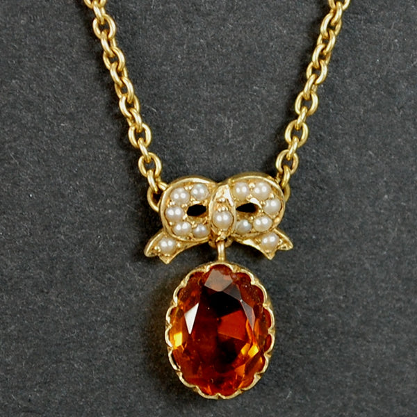 15ct Gold Citrine and Pearl Pendant