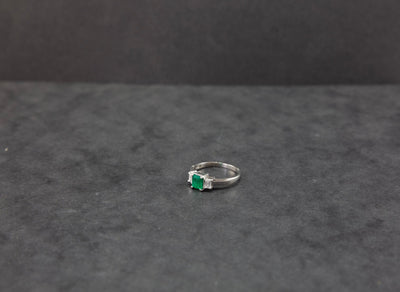 Platinum Emerald & Diamond 3 Stone Ring