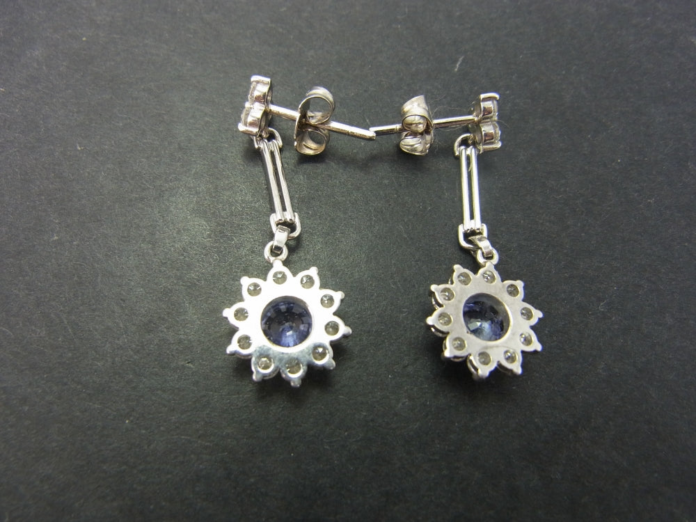 Sapphire and Diamond 18ct Gold Drop Earrings