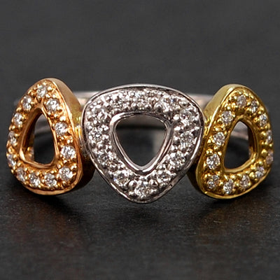 18ct White Gold 3 Colour Diamond Band Ring
