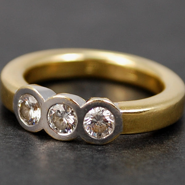 18ct Yellow Gold 3 Stone 0.60 Carat Diamond Ring