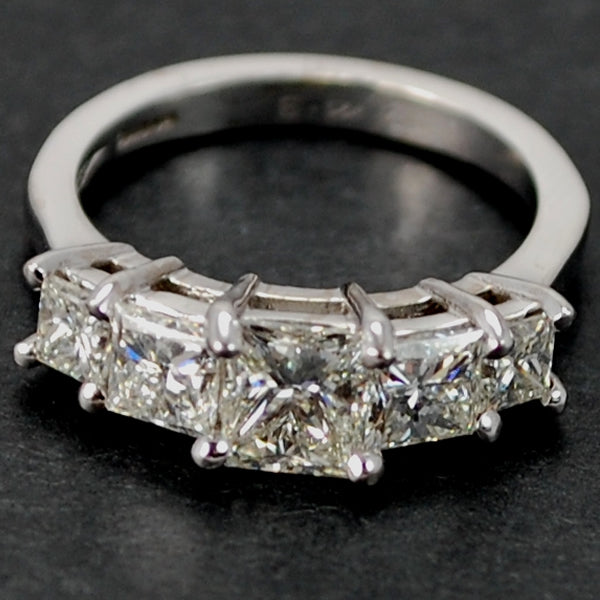18ct White Gold Princess Cut 5 Stone Diamond Ring