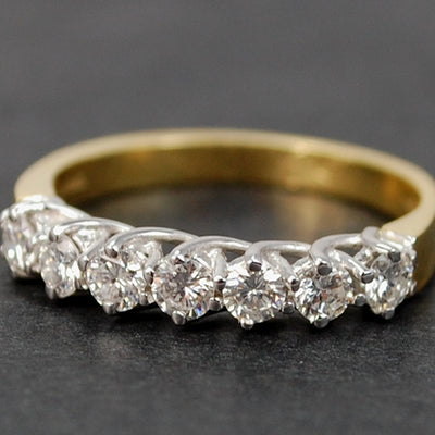 18ct Yellow Gold Brilliant Cut 7 Stone Half Eternity Diamond Ring