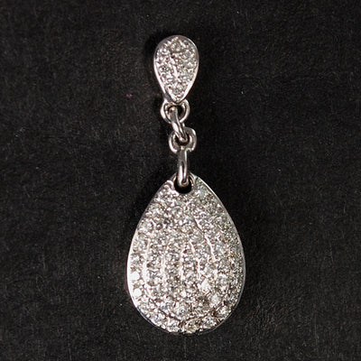 18ct White Gold Pave Set Diamond Drop Earrings