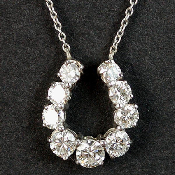 18ct White Gold Horseshoe Diamond Pendant