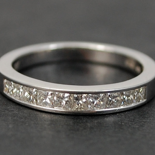 18ct White Gold Princess Cut Half Eternity Diamond Ring