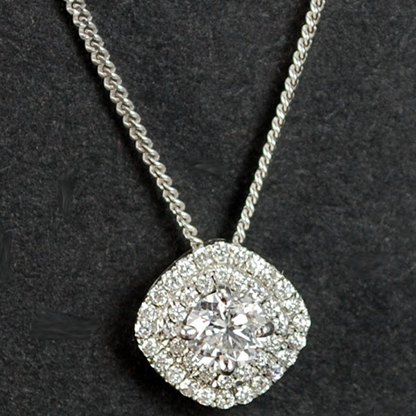 18ct White Gold Halo Diamond Pendant