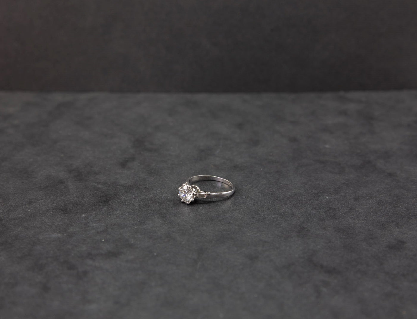 Platinum Round Single Stone Old Cut Diamond Ring