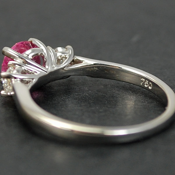 18ct White Gold 3 Stone Pink Sapphire and Diamond Ring