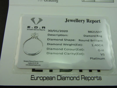 1.40 Carat Brilliant Cut Single Stone Platinum Ring