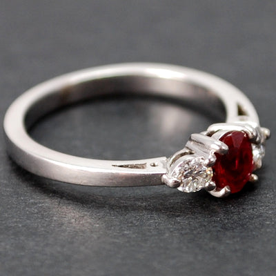18ct White Gold 3 Stone Ruby and Diamond Ring