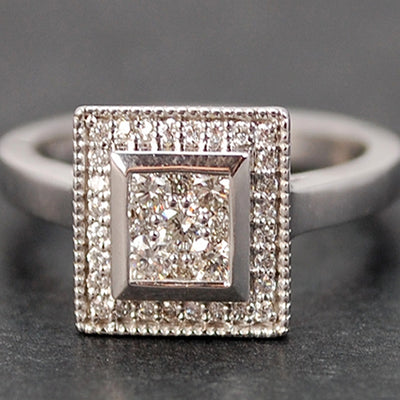 18ct White Gold Square Diamond Ring