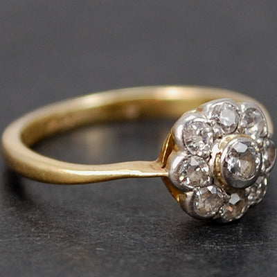 Victorian 18ct Yellow Gold Daisy Cluster Ring