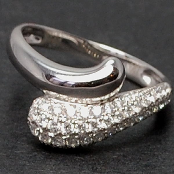 18ct White Gold Pave Set Diamond Twist Ring