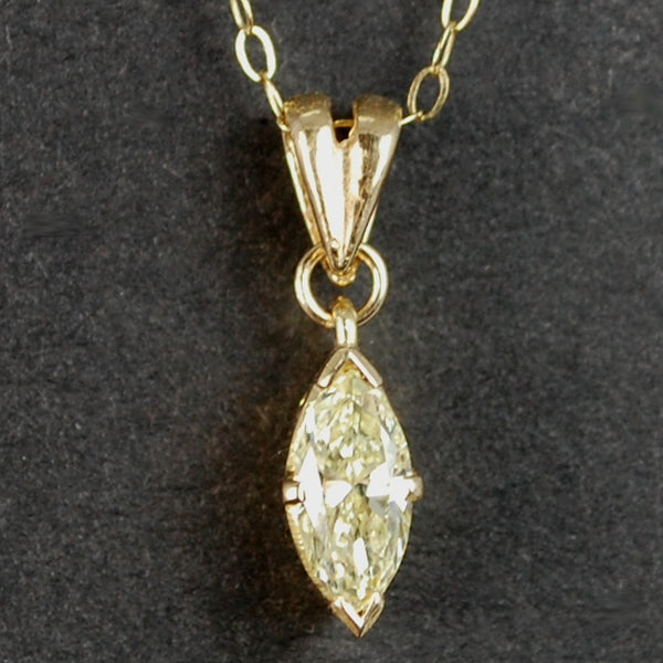 18ct Yellow Gold Marquise Yellow Diamond Pendant