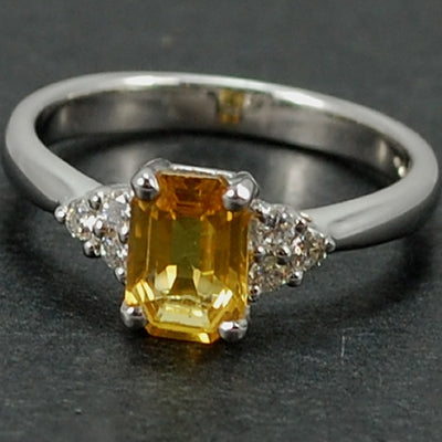 18ct White Gold Yellow Sapphire and Diamond Ring