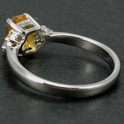 18ct White Gold Yellow Sapphire and Diamond Ring